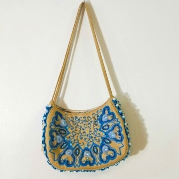 Vintage Braciano purse embellished with rhinestones, faux pearls and feathers - Picture 1 of 6